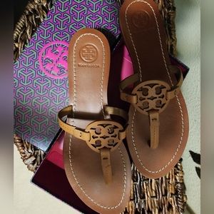 Tory Burch Brown Leather Mini Miller Sandals
